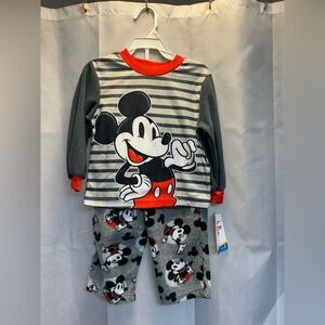 Disney Mickey Mouse Striped Pajama Set - Gray and Red
